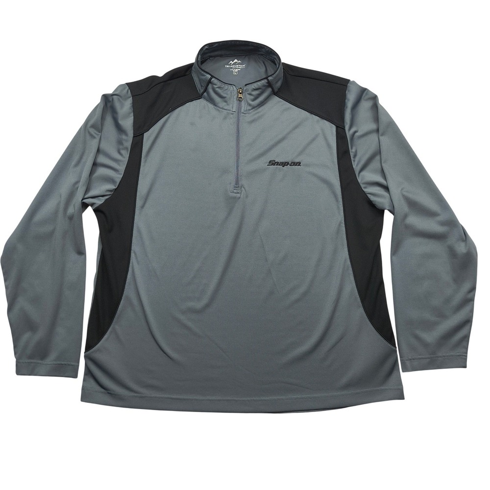 Snap-on Tri-Mountain Performance Mens Large Gray Black 1/4 Zip Pullover Jacket